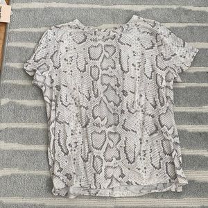 Neely White & Gray Snakeskin Print Tshirt with Open Back and Knot Detailing